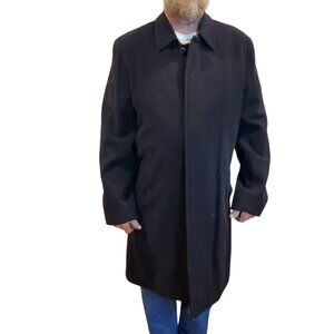 COLE HAAN CITY SZ M Men's Wool/Cashmere Blend Black Overcoat Topcoat Car Coat